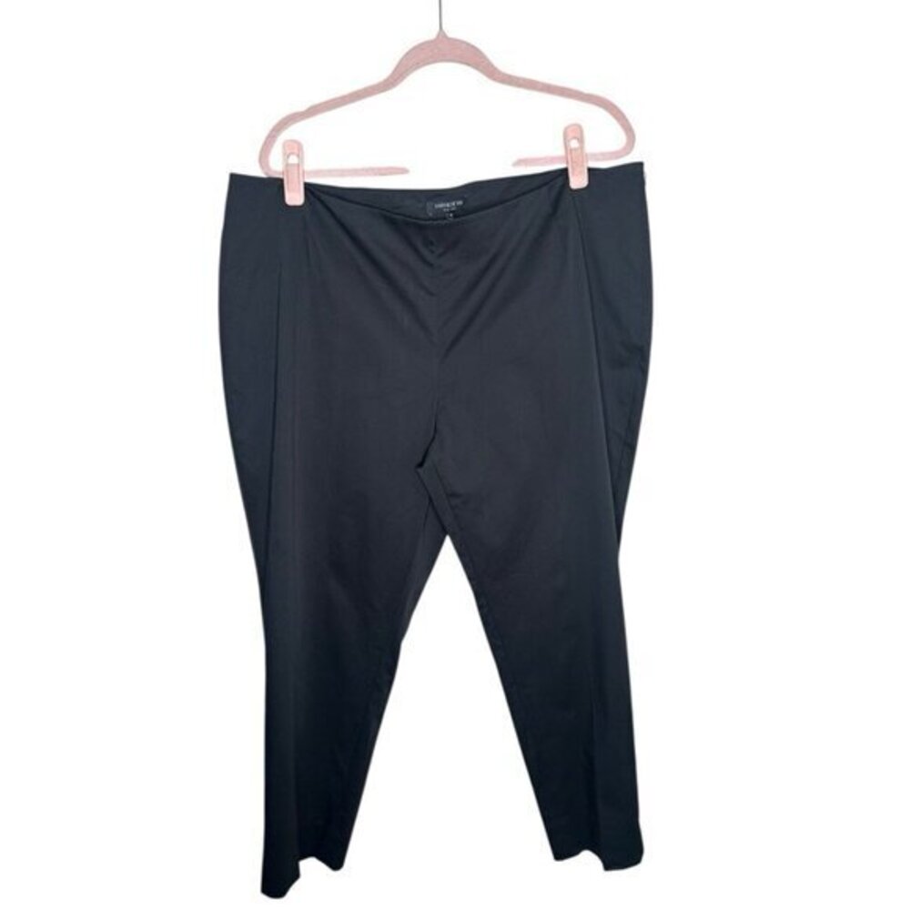 Lafayette 148 New York Cotton Side Zip Straight Leg Ankle Pants Black Size 18